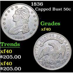 1836 Capped Bust Half Dollar 50c Grades xf