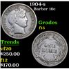 Image 1 : 1904-s Barber Dime 10c Grades f+