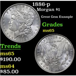 1886-p Morgan Dollar $1 Grades GEM Unc