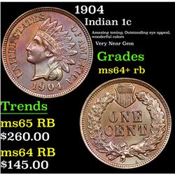 1904 Indian Cent 1c Grades Choice+ Unc RB