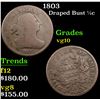Image 1 : 1803 Draped Bust Half Cent 1/2c Grades vg+
