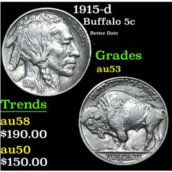 1915-d Buffalo Nickel 5c Grades Select AU