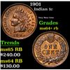 Image 1 : 1901 Indian Cent 1c Grades Choice+ Unc RB