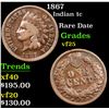 Image 1 : 1867 Indian Cent 1c Grades vf+