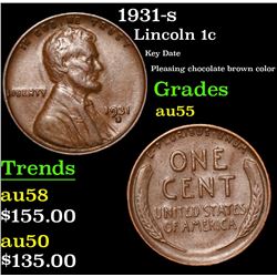 1931-s Lincoln Cent 1c Grades Choice AU