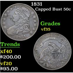 1831 Capped Bust Half Dollar 50c Grades vf++