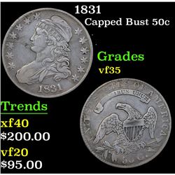 1831 Capped Bust Half Dollar 50c Grades vf++