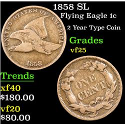 1858 SL Flying Eagle Cent 1c Grades vf+