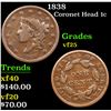 Image 1 : 1838 Coronet Head Large Cent 1c Grades vf+