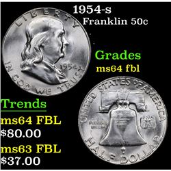 1954-s Franklin Half Dollar 50c Grades Choice Unc FBL