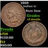 Image 1 : 1868 Indian Cent 1c Grades vf details