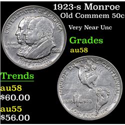 1923-s Monroe Old Commem Half Dollar 50c Grades Choice AU/BU Slider