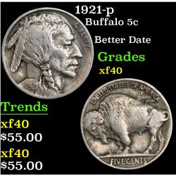 1921-p Buffalo Nickel 5c Grades xf