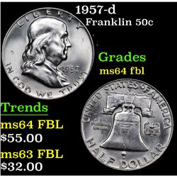 1957-d Franklin Half Dollar 50c Grades Choice Unc FBL