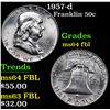 Image 1 : 1957-d Franklin Half Dollar 50c Grades Choice Unc FBL