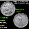Image 1 : 1923-s Monroe Old Commem Half Dollar 50c Grades Select AU