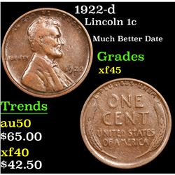 1922-d Lincoln Cent 1c Grades xf+