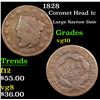 Image 1 : 1828 Coronet Head Large Cent 1c Grades vg+