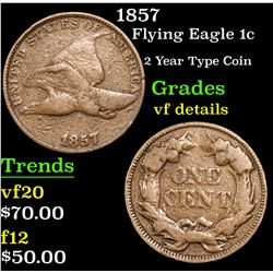 1857 Flying Eagle Cent 1c Grades vf details