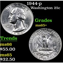 1944-p Washington Quarter 25c Grades GEM+ Unc