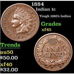 1884 Indian Cent 1c Grades xf+