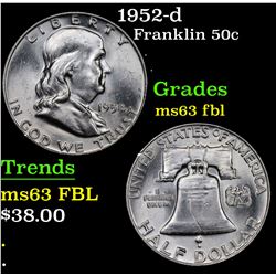1952-d Franklin Half Dollar 50c Grades Select Unc FBL