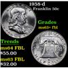Image 1 : 1958-d Franklin Half Dollar 50c Grades Select Unc+ FBL