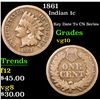 1861 Indian Cent 1c Grades vg+