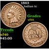 Image 1 : 1863 Indian Cent 1c Grades vf++