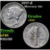 Image 1 : 1917-d Mercury Dime 10c Grades vf+