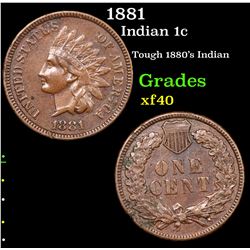 1881 Indian Cent 1c Grades xf