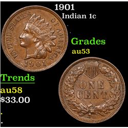 1901 Indian Cent 1c Grades Select AU