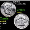Image 1 : 1963-p Franklin Half Dollar 50c Grades Select+ Unc