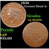 Image 1 : 1836 Coronet Head Large Cent 1c Grades vg details