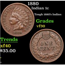 1880 Indian Cent 1c Grades vf++