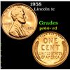 Image 1 : 1958 Lincoln Cent 1c Grades Choice+ proof rd