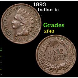 1893 Indian Cent 1c Grades xf