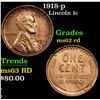 Image 1 : 1918-p Lincoln Cent 1c Grades Select Unc RD