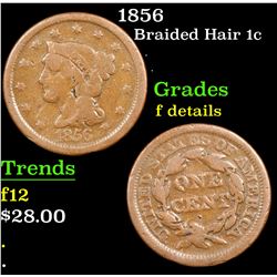 1856 Braided Hair Large Cent 1c Grades f details