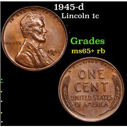1945-d Lincoln Cent 1c Grades Gem+ Unc RB