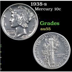 1938-s Mercury Dime 10c Grades Choice AU