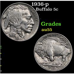 1936-p Buffalo Nickel 5c Grades Choice AU