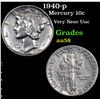Image 1 : 1940-p Mercury Dime 10c Grades Choice AU/BU Slider