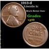 Image 1 : 1913-d Lincoln Cent 1c Grades vg+