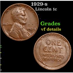1929-s Lincoln Cent 1c Grades vf details