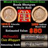 Image 1 : Mixed small cents 1c McDonald's wrapper shotgun roll, 1919-d Wheat Cent, 1889 Indian Cent other end