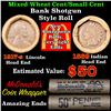 Image 1 : Mixed small cents 1c McDonald's wrapper shotgun roll,1917-s Wheat Cent,1889 Indian Cent other end