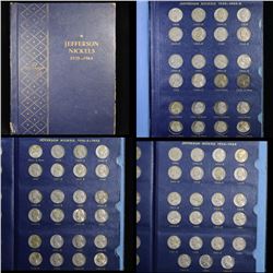 Near Complete Jefferson Nickel book 1938- 1964 63 coins . .