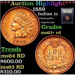 ***Auction Highlight*** 1889 Indian Cent 1c Graded Select+ Unc RD By USCG (fc)