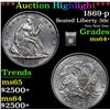 Image 1 : ***Auction Highlight*** 1869-p Seated Half Dollar 50c Graded Choice+ Unc By USCG (fc)